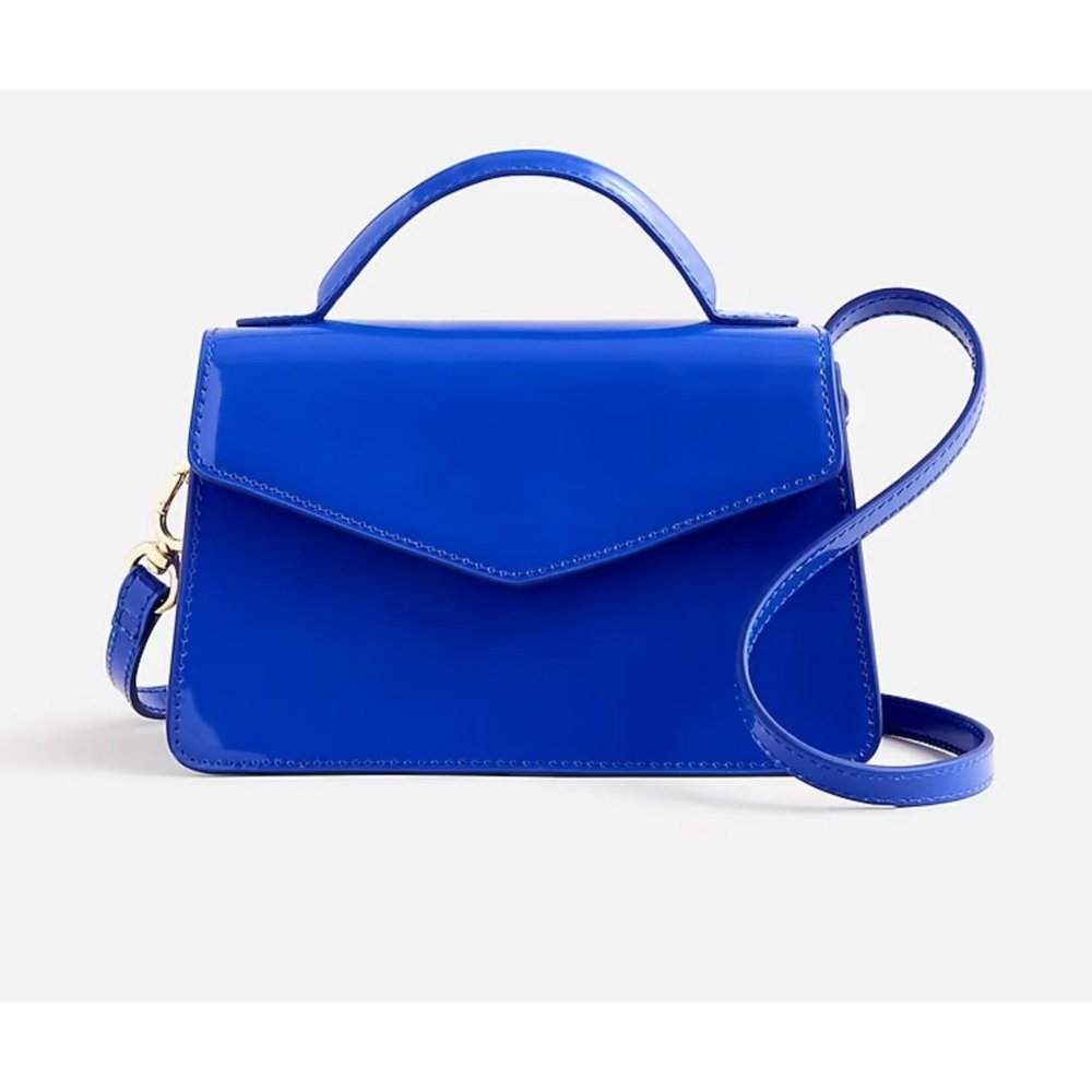 NWT J.Crew $168 Gracie Top Handle Bag in Leather Blue BT787